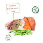 Ingrédients de la croquette Nala canard et patate douce pour chien adulte
