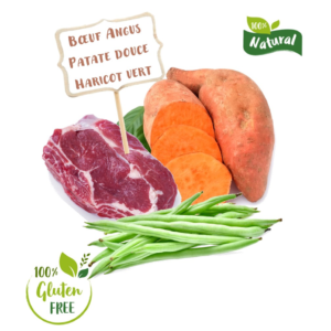 Ingrédients de la recette de croquette Nala au boeuf angus pour chien adulte