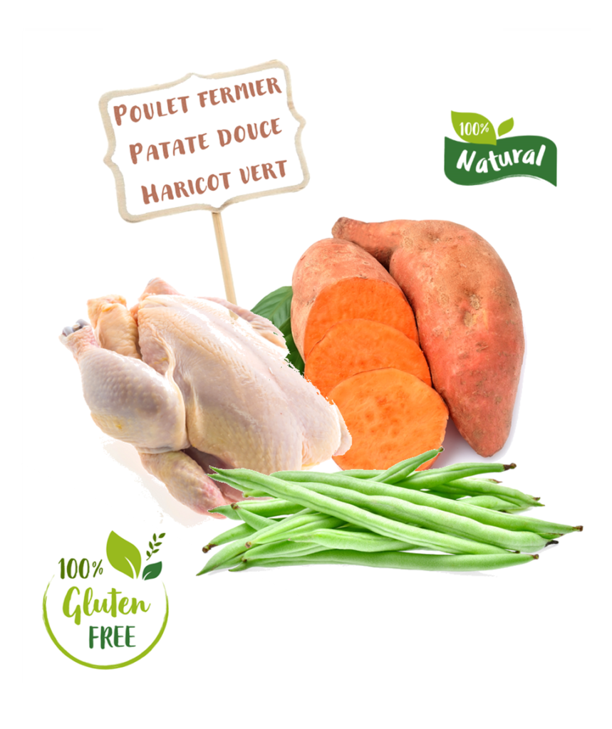 Ingrédients de la recette de croquette Nala au poulet élevé en plein air pour chien adulte