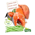 Ingrédients de la recette de croquette Nala au saumon d'écosse pour chien adulte