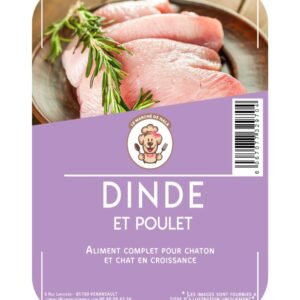 CCK Etiquette sac croquette sans céréales Dinde et poulet pour chaton