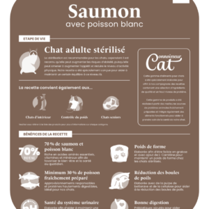 Composition de la croquette Nala saumon et poisson blanc pour chat adulte stérilisé