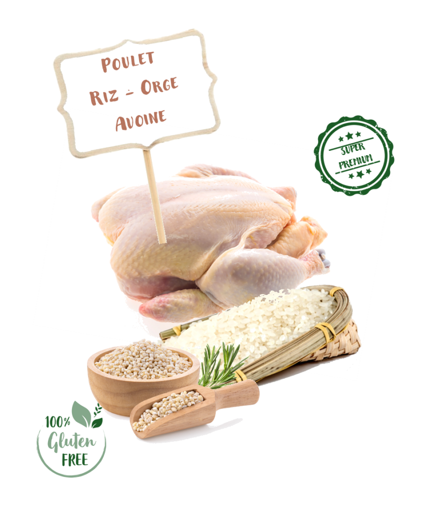 Ingrédients recette de croquette Nala au poulet et riz pour chien adulte de taille moyenne