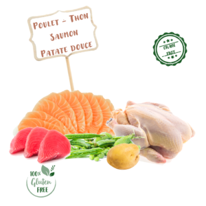 Ingrédients de la croquette Nala poulet avec thon et saumon pour chat adulte stérilisé