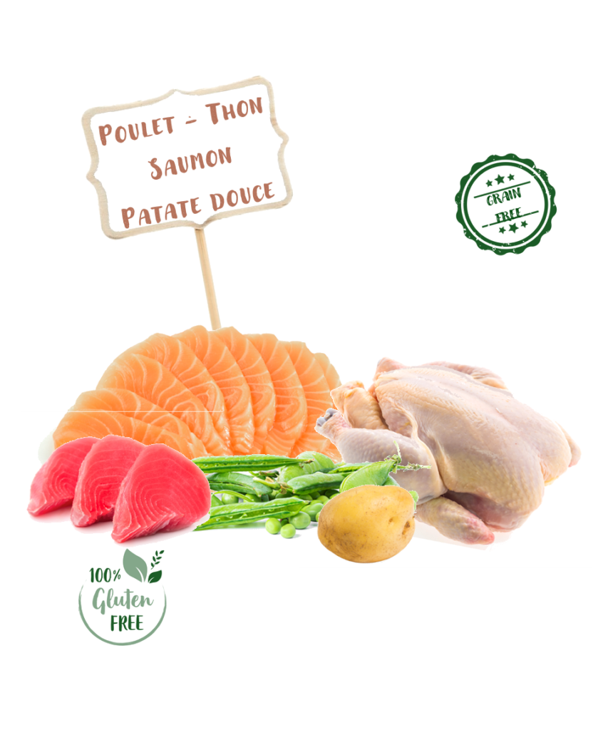 Ingrédients de la croquette Nala poulet avec thon et saumon pour chat adulte stérilisé