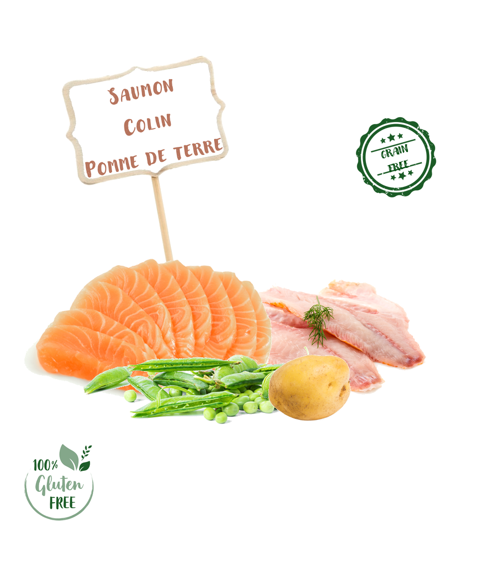 Ingrédients de la croquette Nala saumon et poisson blanc pour chat adulte stérilisé
