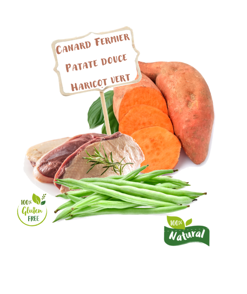 Ingrédients de la recette de croquette Nala canard fermier pour chien adulte
