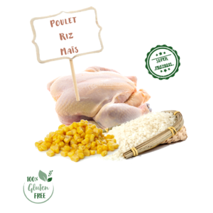 Ingrédients de la recette de croquette Nala au poulet et riz pour chat adulte