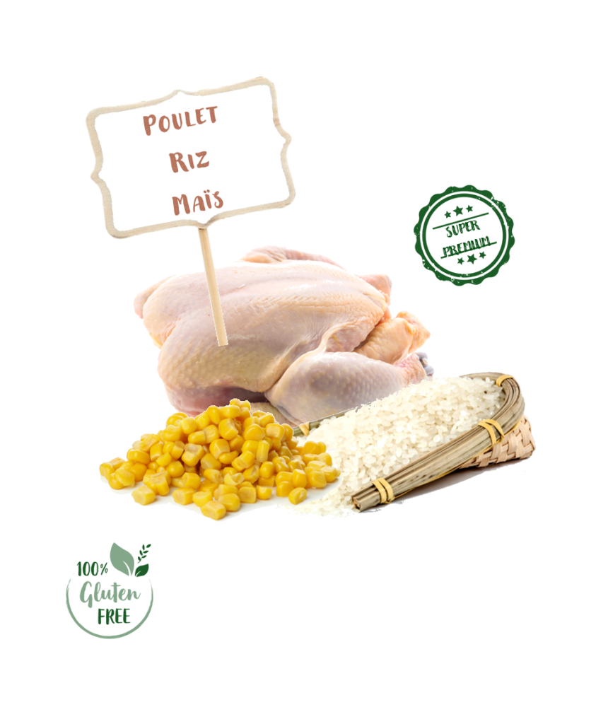 Ingrédients de la recette de croquette Nala au poulet et riz pour chat adulte