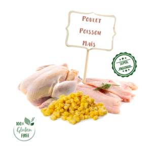 Ingrédients de la recette de croquette Nala au poulet et poisson pour chaton