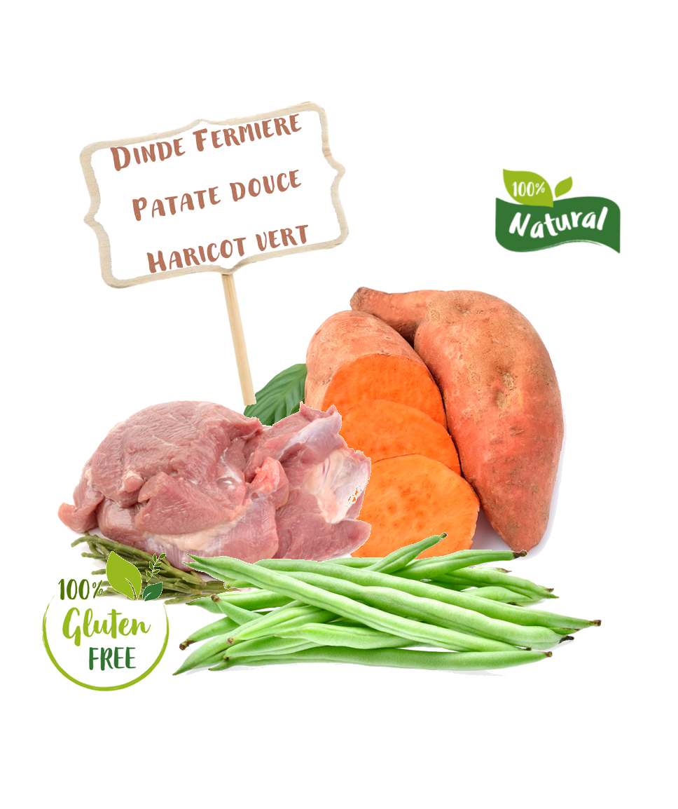 Ingrédients de la croquette allégée Nala dinde plein air pour chien adulte petite taille