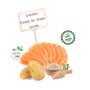 Ingrédients de la recette de croquette Nala au saumon et pomme de terre pour chien adulte de grande taille
