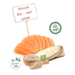 Ingrédients de la recette de croquette Nala au poisson et riz pour chien inactif ou âgé