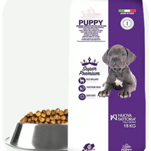 Etiquette du sac de la recette de croquette Suprême Puppy