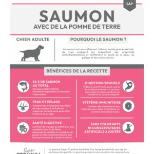 Composition de la recette de croquette Nala au saumon et pomme de terre pour chien adulte de grande taille