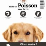 Etiquette du sac de la recette de croquette Nala au poisson et riz pour chien inactif ou âgé